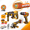 Kit brushless Ingco Aparafusadora + Rebarbadora +Torna + 2 Bat 4.0Ah + Carregador 20V + acessórios + Mala transporte