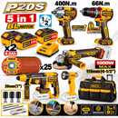 Kit brushless Aparafusadora + Chave impacto + Rebarbadora + 1 Martelo Perfurador + Lanterna de trabalho+ 2 Bat 4.0Ah + Carregador 20V + acessórios + Troley Ingco