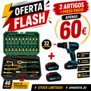 Kit Ferramentas 46 Peças + Aparafusadora 2 baterias e 32 acessorios