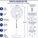 Ventoinha de Pé Ajustável com Oscilação e 3 Velocidades – Branca