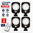 Luz Solar LED de Parede JX-528A com Sensor de Movimento e Controlo Remoto – Pack 4 Unidades