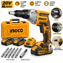 Aparafusadora para Gesso Cartonado INGCO 20V Brushless – 2 Baterias carregador + Mala